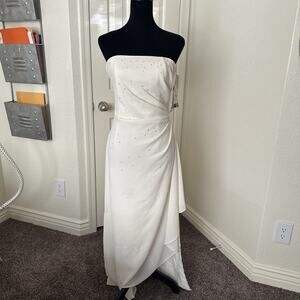 Jessica McClintock Dress 6 Ivory Strapless Bridal Formal Gown Sequin NWT